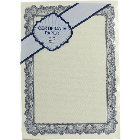 Picture of CERTIFICATE A4 PARCHMENT Cream/Blue