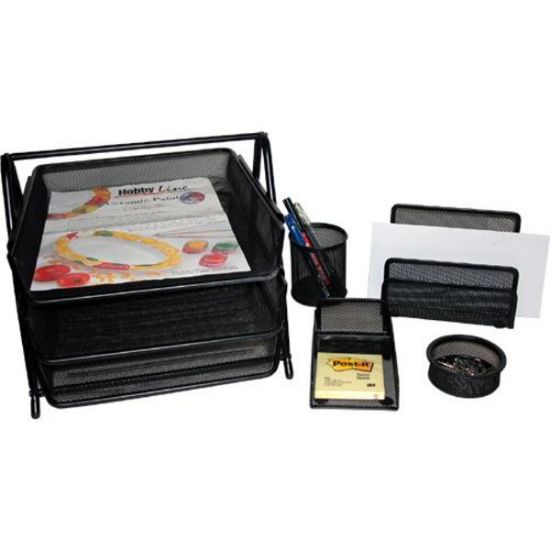 صورة روكو مجموعة مكتب، 5 قطع، شبكي، اسود