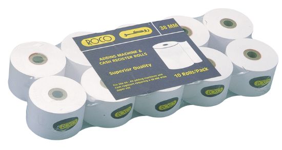 صورة روكو رول ورق آلة طابعة، طبقة واحدة، (38.00 مم ( 1.49 بوصة، ابيض