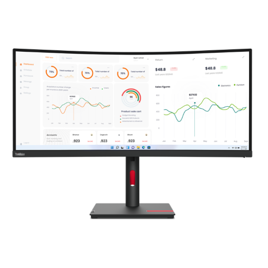 Picture of Lenovo ThinkVision  T34w-30 34 inch Ultrawide QHD Curved Monitor