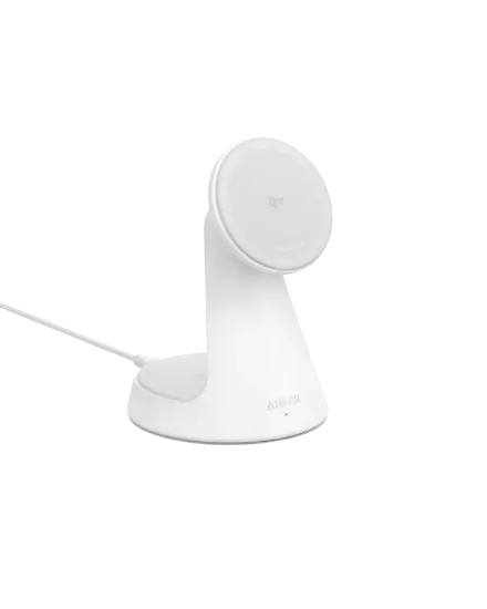 صورة أنكر شاحن لاسلكي MagGo 2 في 1 قاعدة شحن أبيض