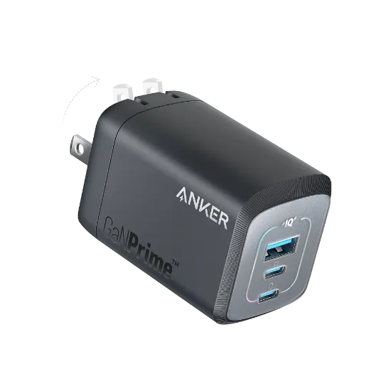 صورة أنكر شاحن جداري Prime بقدرة 100 واط 3 منافذ GaN أسود