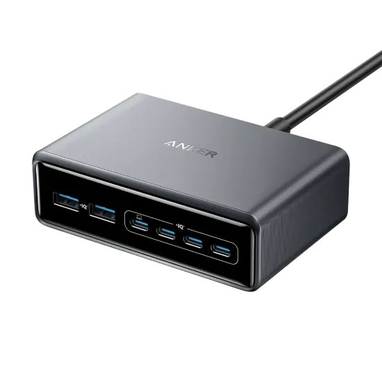 صورة أنكر شاحن Prime بقدرة 200 واط 6 منافذ GaN فضي