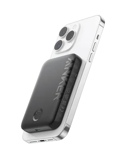 صورة أنكر بطارية MagGo 321 – 5000 مللي أمبير، USB-C 12 واط، شحن لاسلكي 5/7.5 واط، أسود