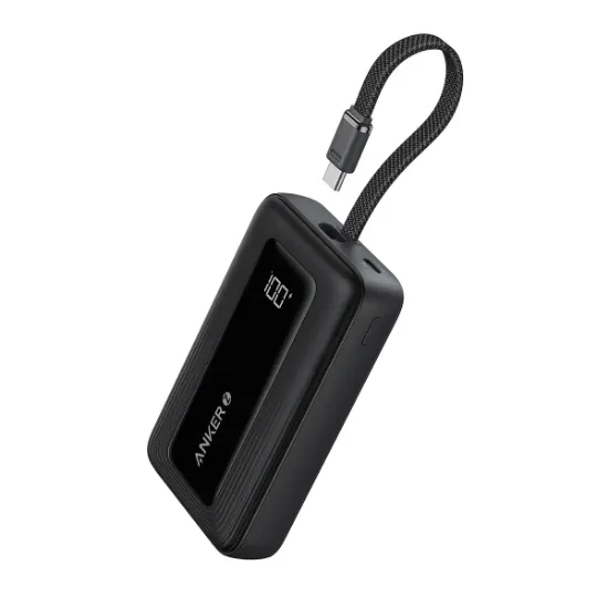 Picture of Anker Power Bank (10K, 30W, Built-In USB-C Cable)- Black Iteration