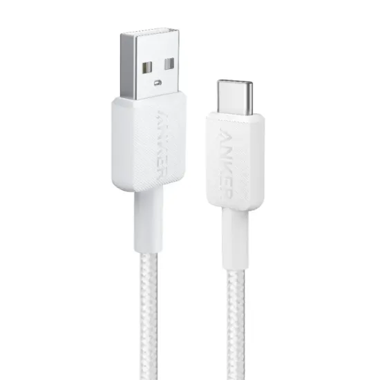 Picture of Anker 322 USBA to USBC Cable (3ft, Nylon) White 1)Braided Nylon2)USB-C to USB-C3)3 ft