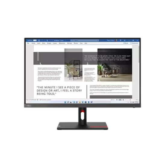 صورة شاشة لينوفو ThinkVision S27i-30 بحجم 27 بوصة FHD مع لوحة IPS، مداخل VGA و HDMI 1.4، مع كابلات مرفقة
