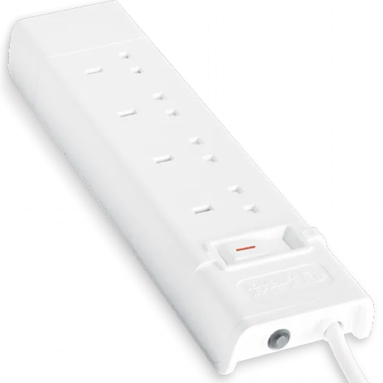 صورة الفنار توصيلة كهربائية بأربع مقابس، قدرة 13 أمبير، بطول 5 أمتار، باللون الأبيض